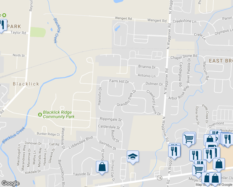 map of restaurants, bars, coffee shops, grocery stores, and more near 442 Dover Pond Drive in Blacklick