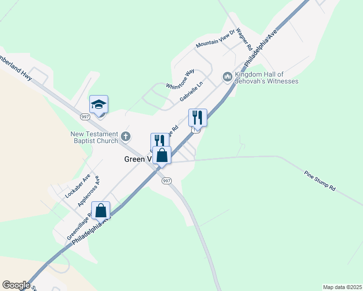 map of restaurants, bars, coffee shops, grocery stores, and more near 5381 Philadelphia Avenue in Chambersburg