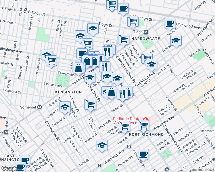 map of restaurants, bars, coffee shops, grocery stores, and more near in Philadelphia