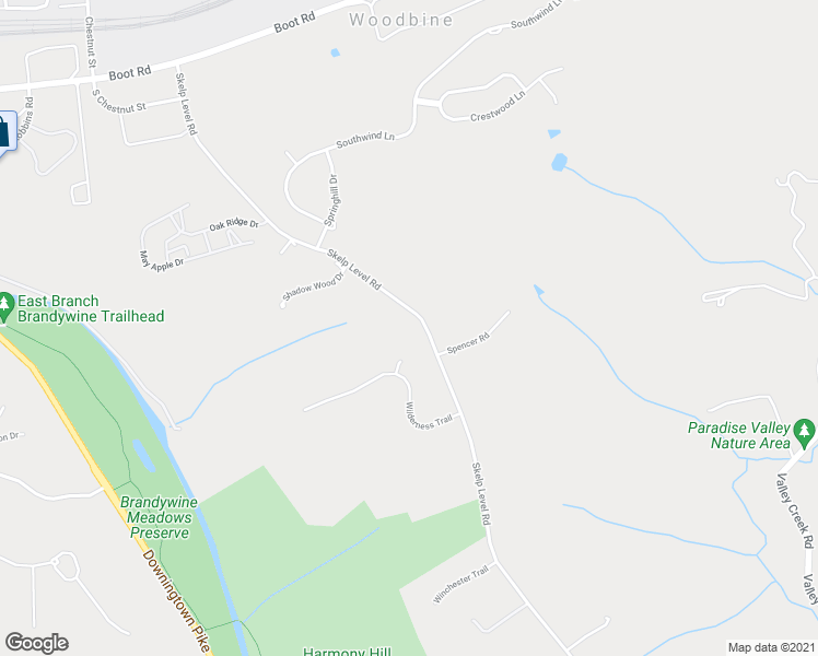 map of restaurants, bars, coffee shops, grocery stores, and more near 1309 Skelp Level Road in Downingtown