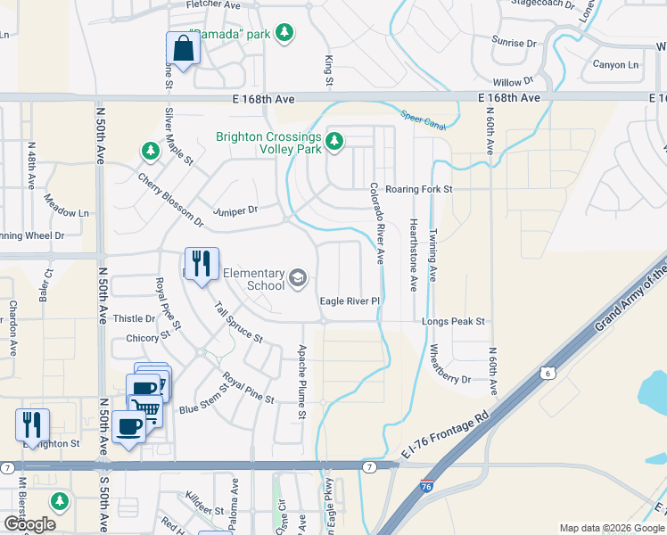 map of restaurants, bars, coffee shops, grocery stores, and more near 598 Beaver Creek Court in Brighton