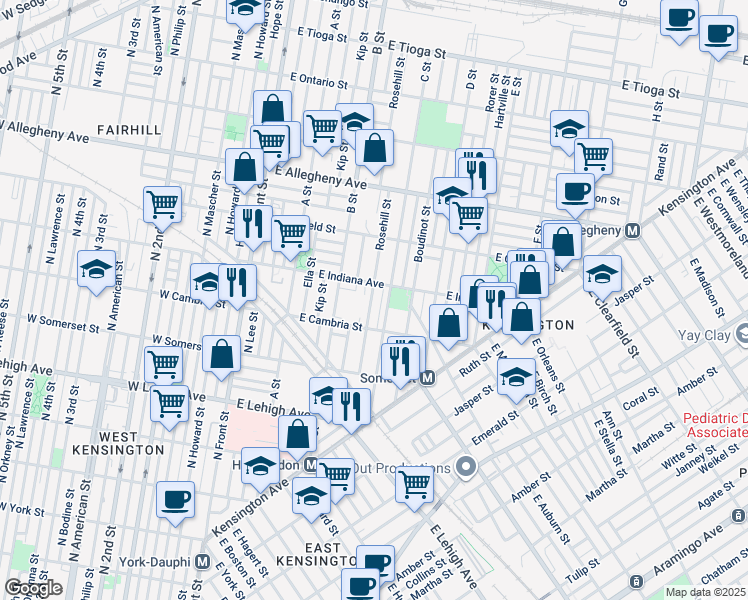 map of restaurants, bars, coffee shops, grocery stores, and more near 2947 Rosehill Street in Philadelphia