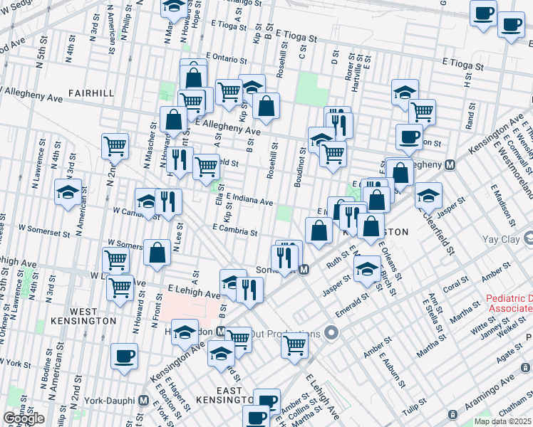 map of restaurants, bars, coffee shops, grocery stores, and more near 2947 Rosehill Street in Philadelphia