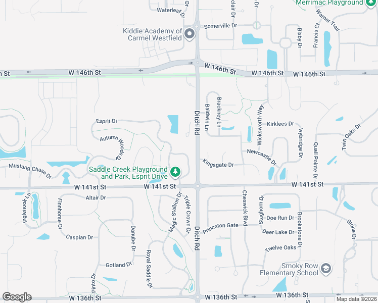 map of restaurants, bars, coffee shops, grocery stores, and more near 14183 Nicholas Drive in Westfield