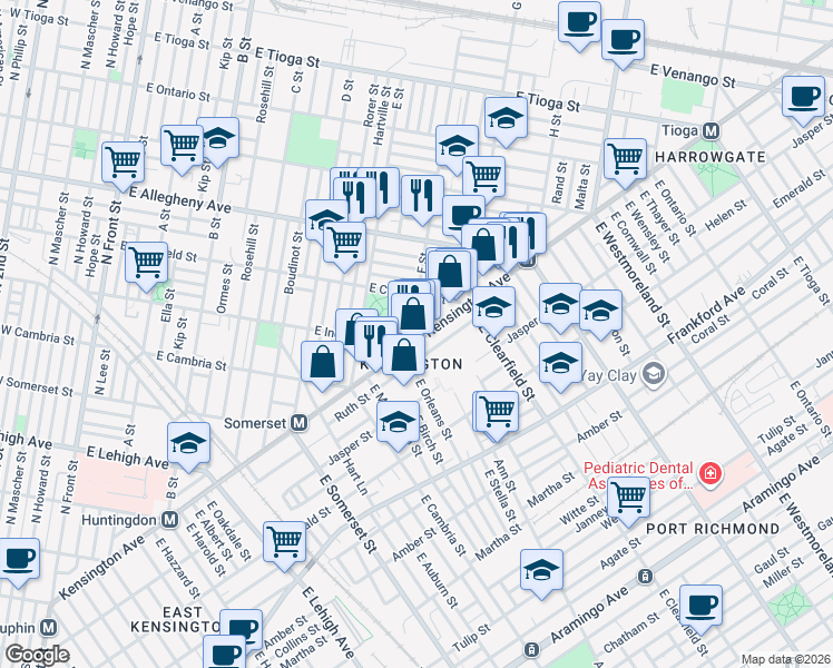 map of restaurants, bars, coffee shops, grocery stores, and more near in Philadelphia