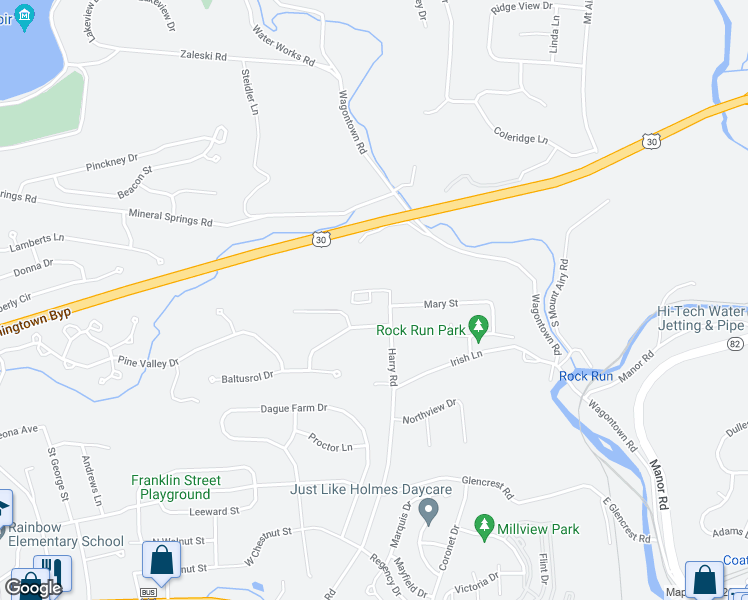 map of restaurants, bars, coffee shops, grocery stores, and more near 420 London Drive in Coatesville