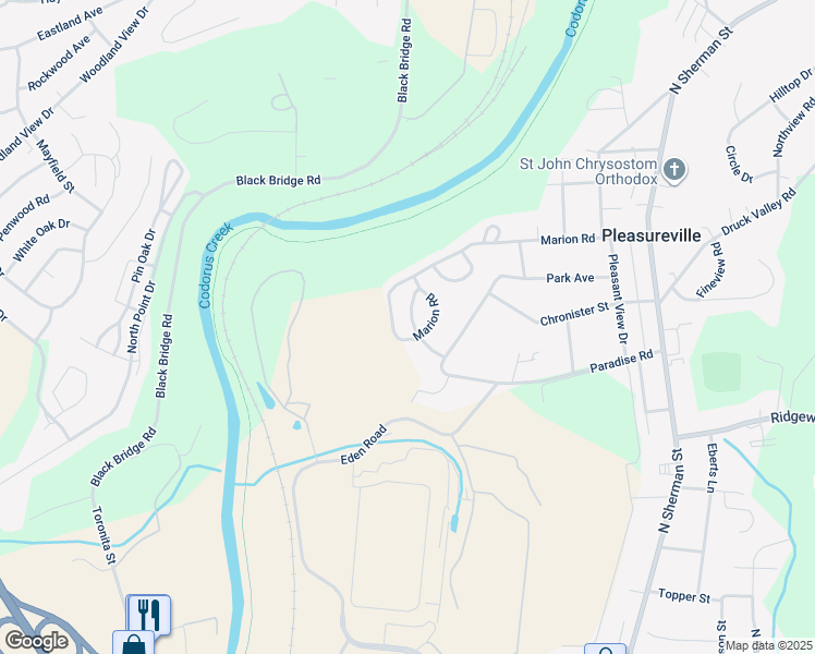 map of restaurants, bars, coffee shops, grocery stores, and more near 2114 Maple Crest Boulevard in York