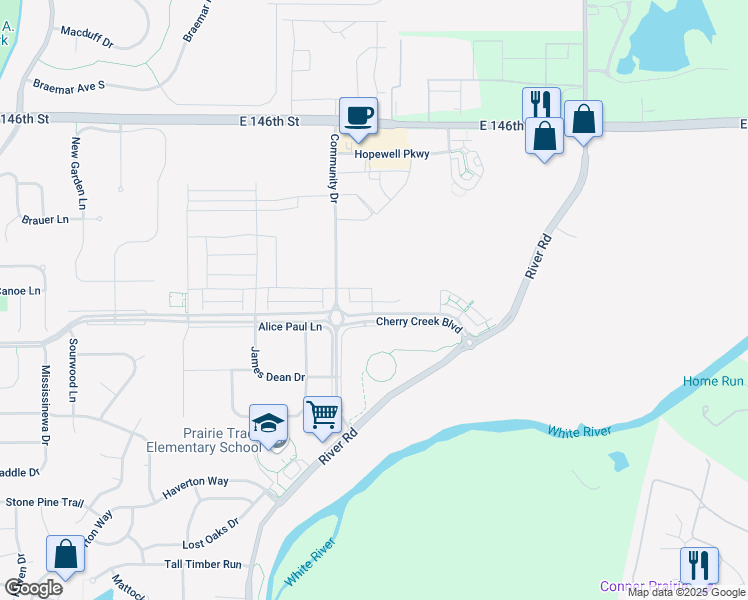 map of restaurants, bars, coffee shops, grocery stores, and more near 14237 Antiquity Drive in Carmel