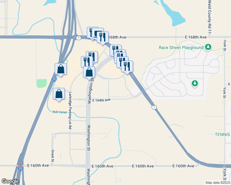 map of restaurants, bars, coffee shops, grocery stores, and more near in Broomfield