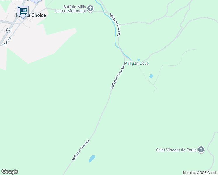 map of restaurants, bars, coffee shops, grocery stores, and more near 5770-5992 Milligans Cove Road in Manns Choice