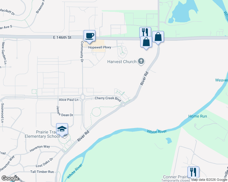 map of restaurants, bars, coffee shops, grocery stores, and more near 14239 Frostburg Drive in Carmel