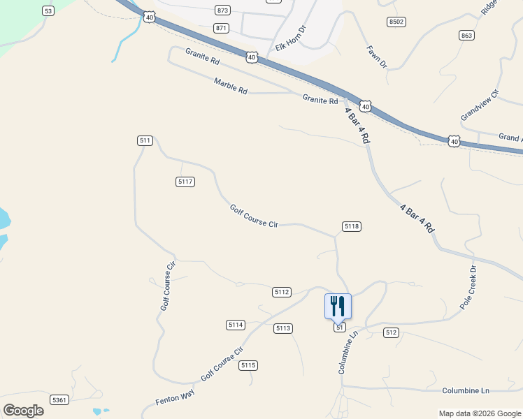 map of restaurants, bars, coffee shops, grocery stores, and more near 2868 County Road in Granby