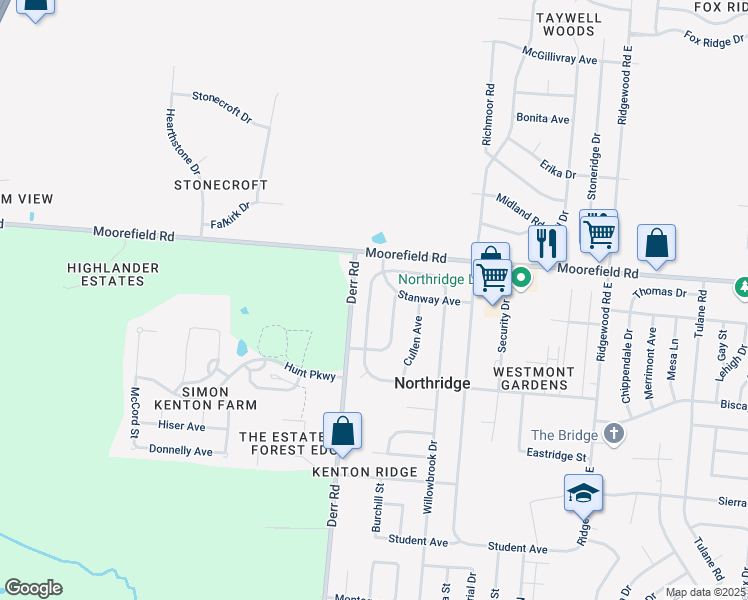 map of restaurants, bars, coffee shops, grocery stores, and more near 4848 Westmont Drive in Springfield