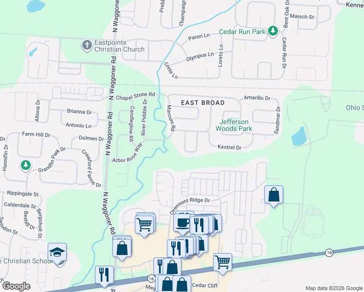 map of restaurants, bars, coffee shops, grocery stores, and more near 427 Scandia Street in Blacklick