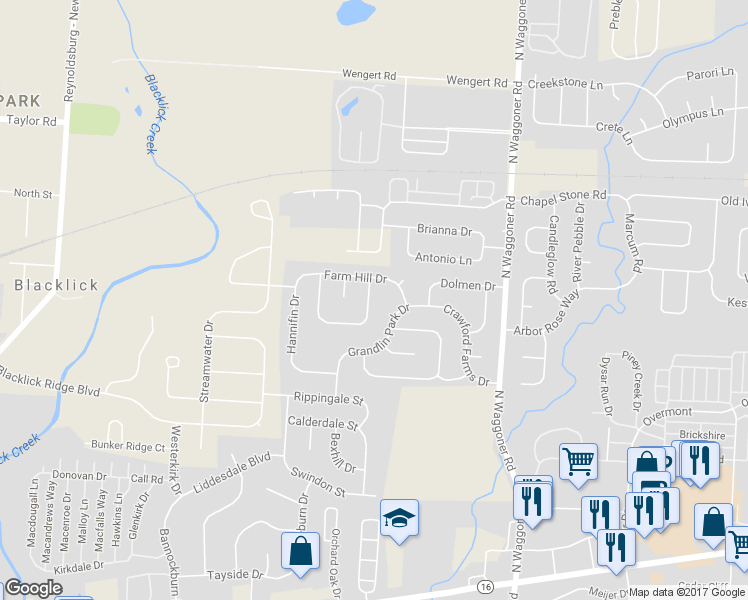 map of restaurants, bars, coffee shops, grocery stores, and more near 508 McPherson Drive in Blacklick