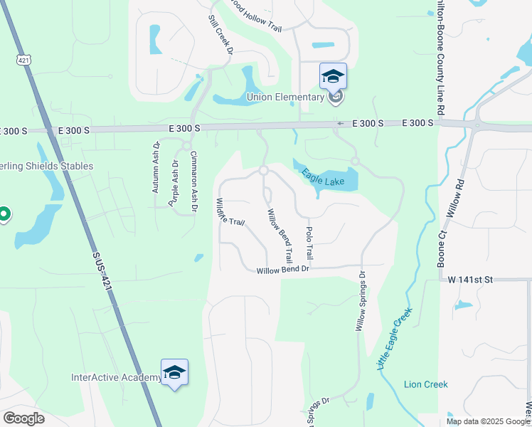 map of restaurants, bars, coffee shops, grocery stores, and more near 3216 Willow Bend Trail in Zionsville
