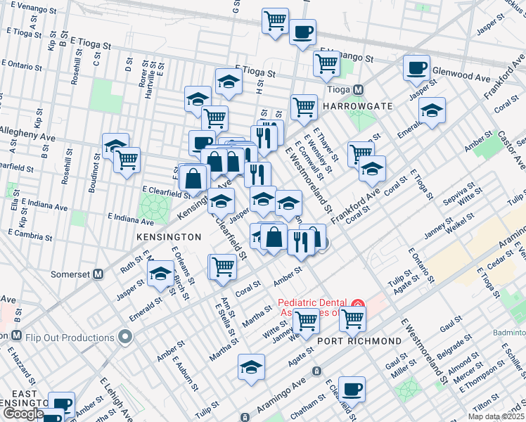 map of restaurants, bars, coffee shops, grocery stores, and more near in Philadelphia