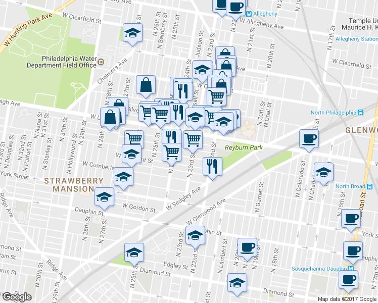 map of restaurants, bars, coffee shops, grocery stores, and more near 2308 West Harold Street in Philadelphia