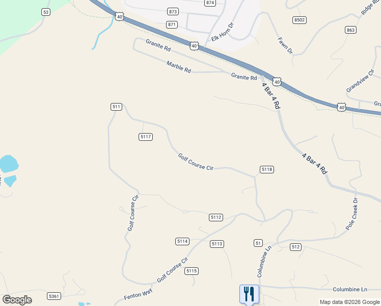 map of restaurants, bars, coffee shops, grocery stores, and more near 2868 County Rd in Granby