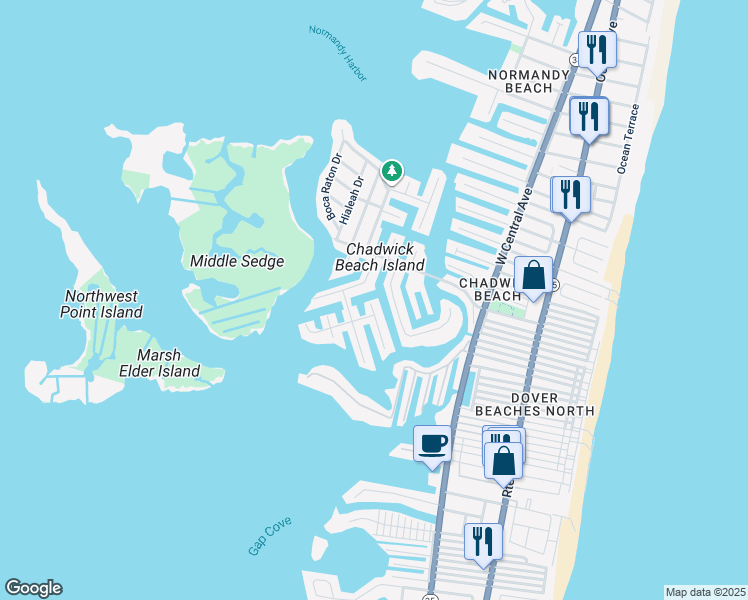 map of restaurants, bars, coffee shops, grocery stores, and more near 372 Fort Meyers Court in Lavallette