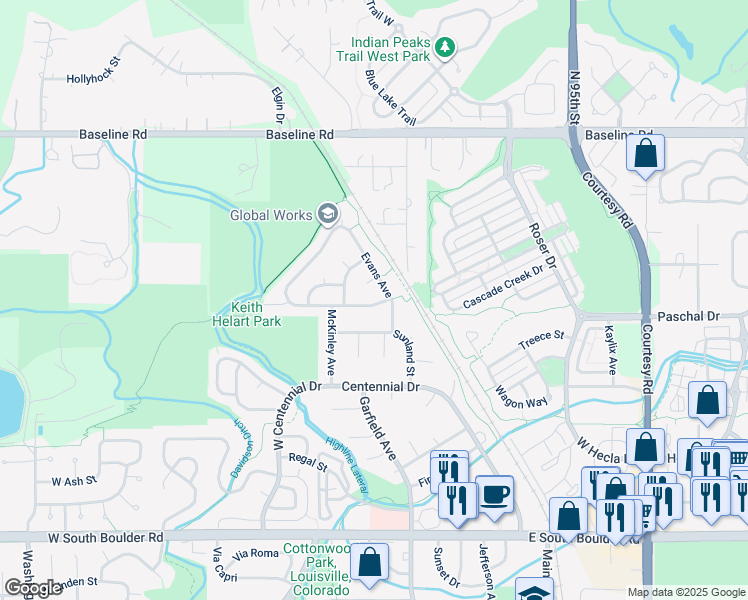 map of restaurants, bars, coffee shops, grocery stores, and more near 377 Monarch Street in Louisville