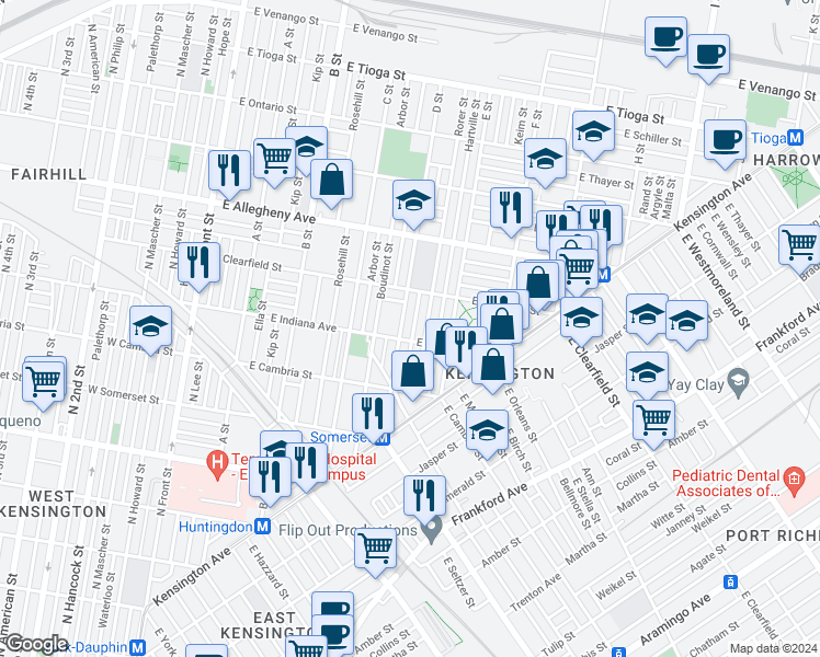 map of restaurants, bars, coffee shops, grocery stores, and more near 3016 Gransback Street in Philadelphia