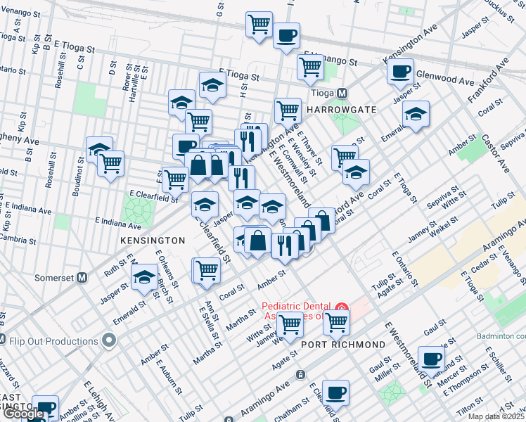map of restaurants, bars, coffee shops, grocery stores, and more near in Philadelphia