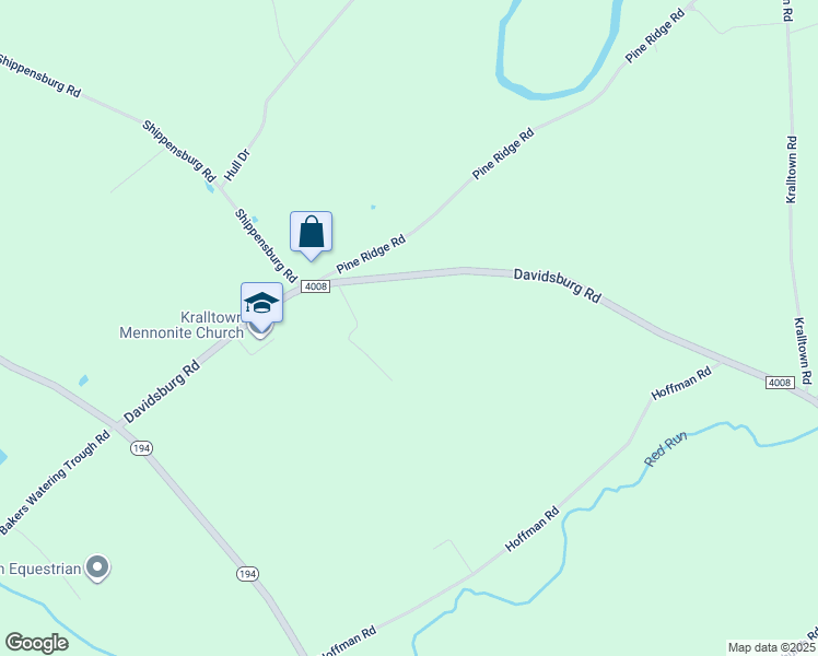 map of restaurants, bars, coffee shops, grocery stores, and more near 6673 Davidsburg Road in East Berlin