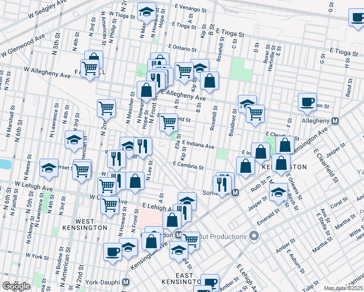 map of restaurants, bars, coffee shops, grocery stores, and more near 2944 Ella Street in Philadelphia