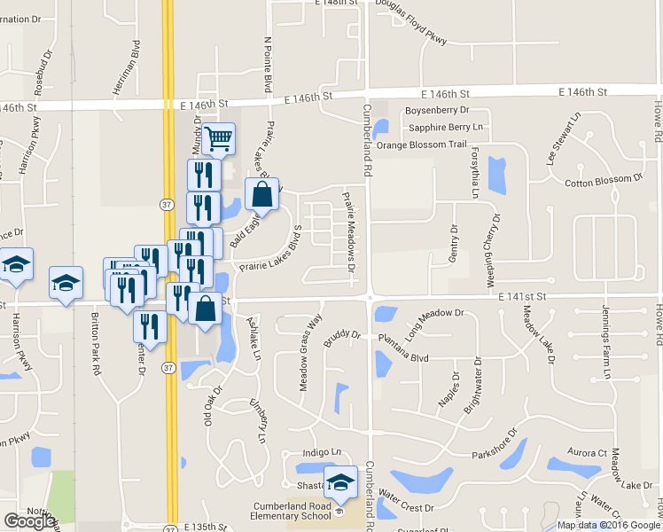 map of restaurants, bars, coffee shops, grocery stores, and more near Rolling Plain Drive in Noblesville