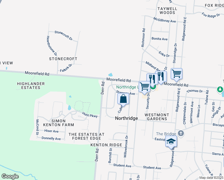 map of restaurants, bars, coffee shops, grocery stores, and more near 4848 Westmont Drive in Springfield
