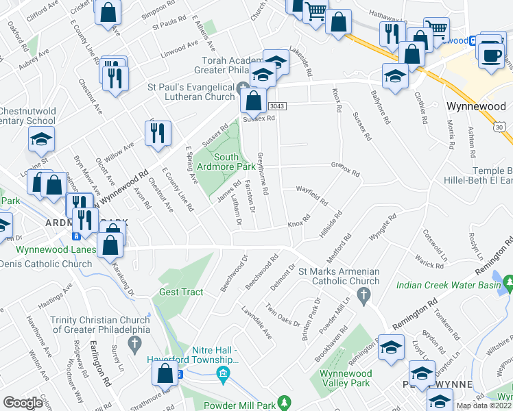 map of restaurants, bars, coffee shops, grocery stores, and more near 615 Fariston Drive in Wynnewood