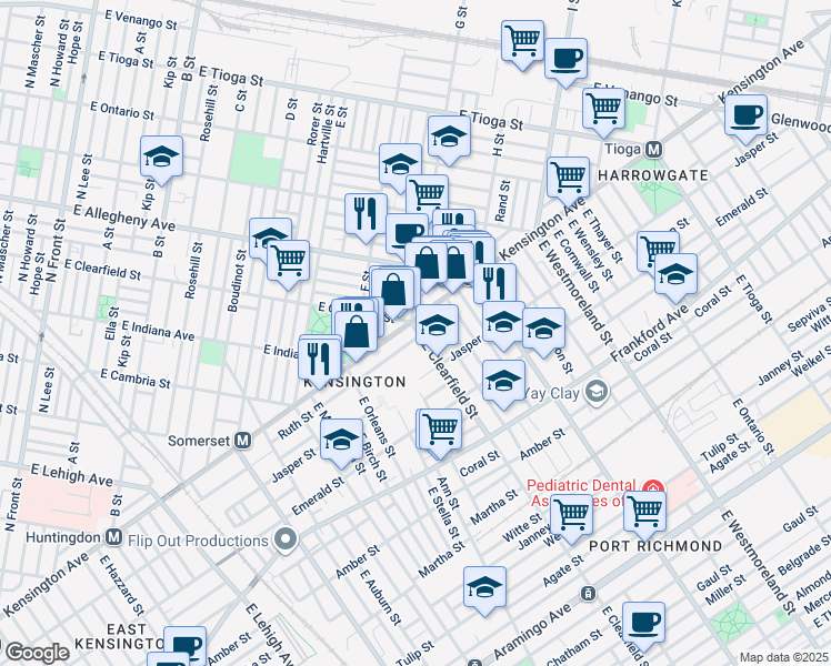 map of restaurants, bars, coffee shops, grocery stores, and more near 3098 1/2 Ruth Street in Philadelphia