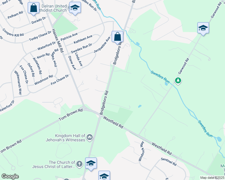 map of restaurants, bars, coffee shops, grocery stores, and more near 422 Bridgeboro Road in Moorestown