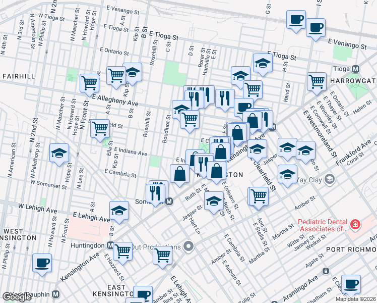 map of restaurants, bars, coffee shops, grocery stores, and more near in Philadelphia