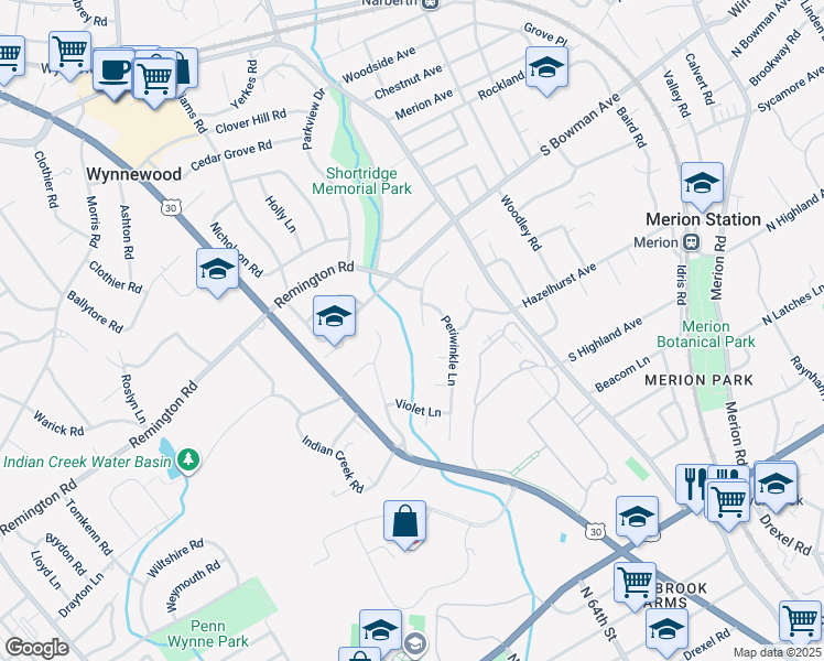 map of restaurants, bars, coffee shops, grocery stores, and more near 919 Primrose Lane in Wynnewood