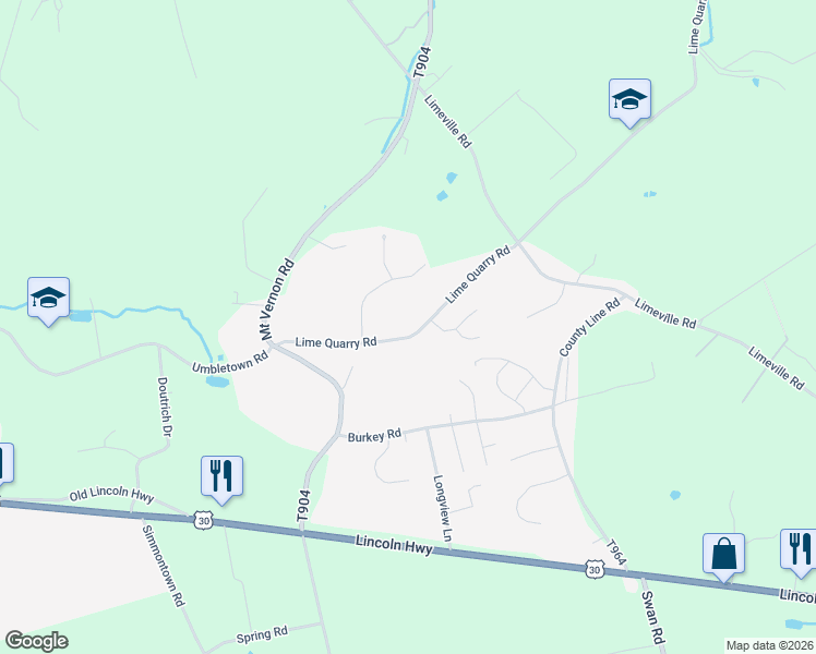map of restaurants, bars, coffee shops, grocery stores, and more near 752 Lime Quarry Road in Gap