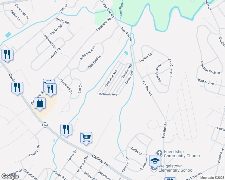 map of restaurants, bars, coffee shops, grocery stores, and more near 215 Delaware Avenue in Dover