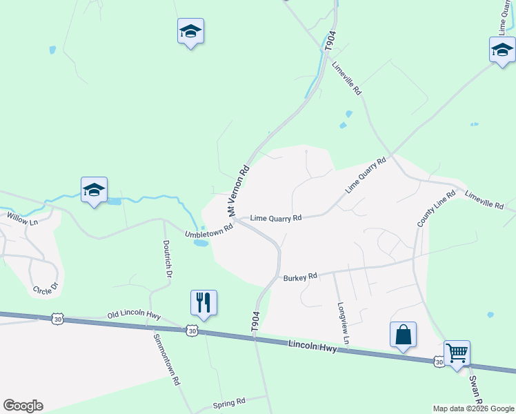 map of restaurants, bars, coffee shops, grocery stores, and more near 780 Lime Quarry Road in Gap