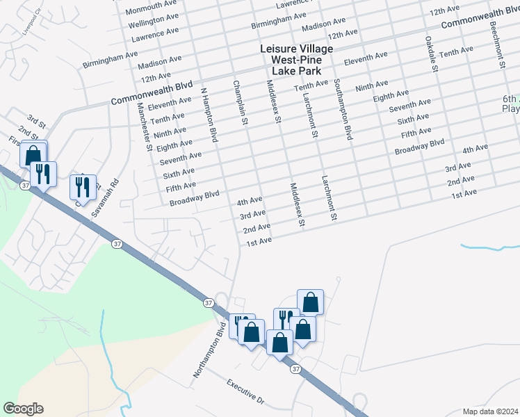 map of restaurants, bars, coffee shops, grocery stores, and more near 841 3rd Avenue in Toms River