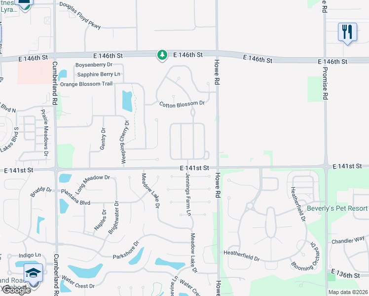 map of restaurants, bars, coffee shops, grocery stores, and more near 14185 Country Breeze Lane in Fishers
