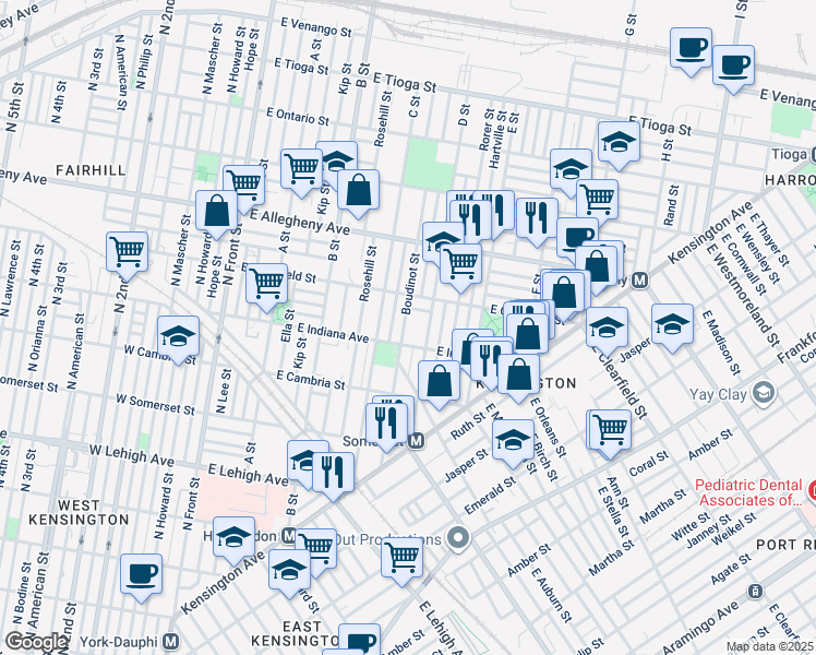 map of restaurants, bars, coffee shops, grocery stores, and more near 3031 Boudinot Street in Philadelphia