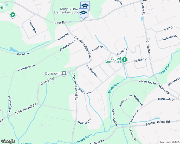 map of restaurants, bars, coffee shops, grocery stores, and more near 1264 Cardinal Avenue in West Chester