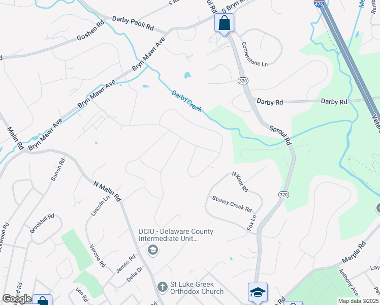 map of restaurants, bars, coffee shops, grocery stores, and more near 212 Croftridge Drive in Broomall