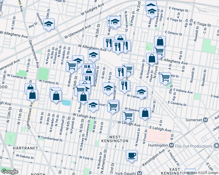 map of restaurants, bars, coffee shops, grocery stores, and more near 2923 North 3rd Street in Philadelphia