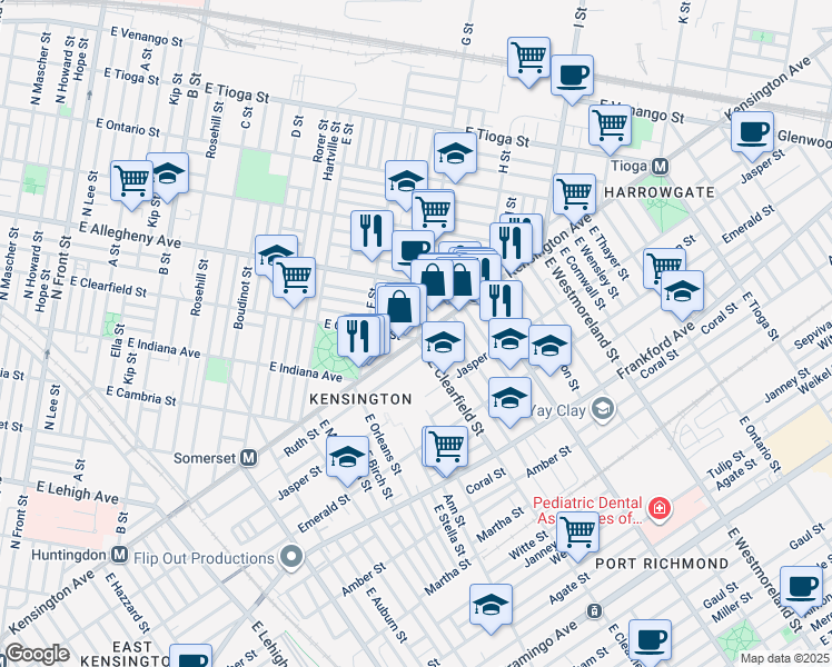map of restaurants, bars, coffee shops, grocery stores, and more near 3141 G Street in Philadelphia