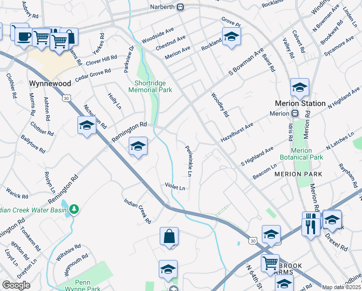 map of restaurants, bars, coffee shops, grocery stores, and more near 710 Periwinkle Lane in Wynnewood
