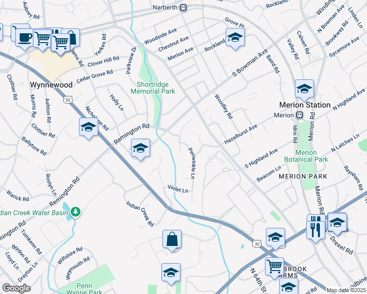 map of restaurants, bars, coffee shops, grocery stores, and more near 710 Periwinkle Lane in Wynnewood
