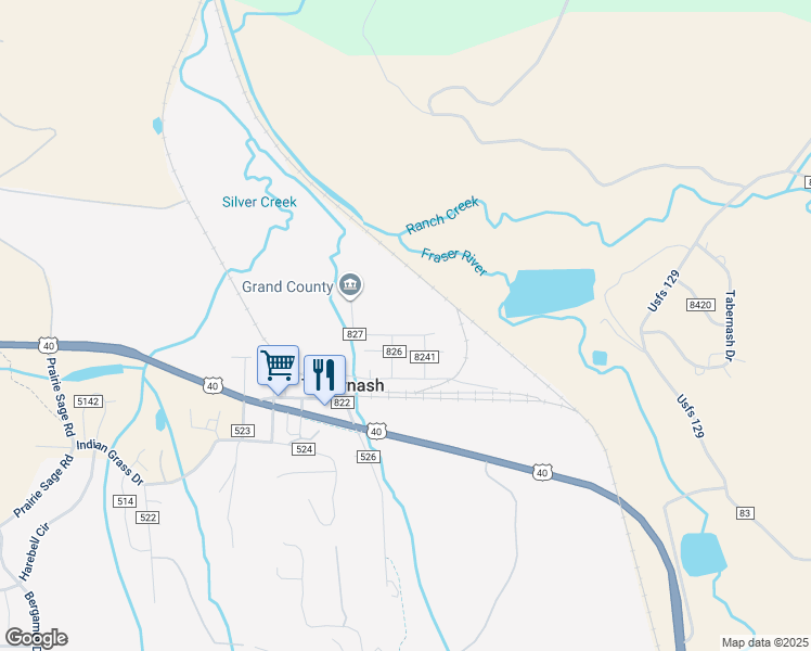 map of restaurants, bars, coffee shops, grocery stores, and more near 193 County Road in Granby