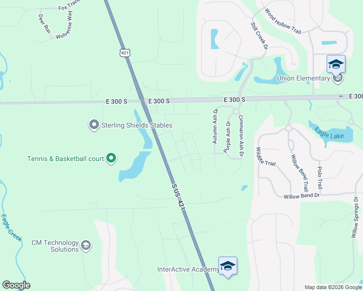 map of restaurants, bars, coffee shops, grocery stores, and more near Autumn Ash Dr in Zionsville